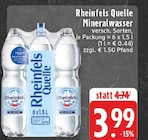 Mineralwasser Angebote von Rheinfels Quelle bei E center Solingen für 3,99 €