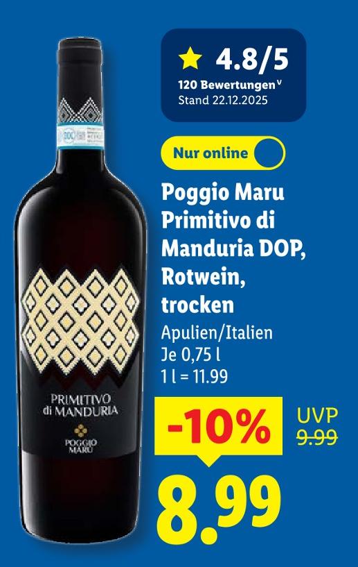 Primitivo di Manduria DOP, Rotwein, trocken