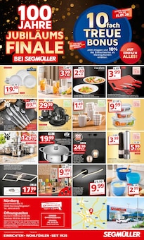 Tafel-Set im aktuellen Segmüller Prospekt (Nürnberg) Tafel-Set im Segmüller Prospekt "Letzte Chance! - 100 Jahre Jubiläumsfinale bei Segmüller" mit 4 Seiten (Nürnberg)