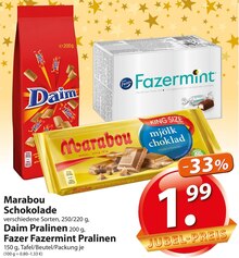 Marabou Schokolade, Daim Pralinen oder Fazer Fazermint Pralinen bei famila Nordost in Pinneberg Marabou Schokolade, Daim Pralinen oder Fazer Fazermint Pralinen im Angebot bei famila Nordost Pinneberg für 1,99 €