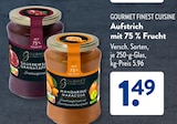 Aufstrich mit 75 % Frucht im Angebot bei ALDI SÜD in Bonn Aufstrich mit 75 % Frucht Angebote von GOURMET FINEST CUISINE bei ALDI SÜD Bonn für 1,49 €
