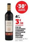 Vin de Californie Cabernet Sauvignon Rouge - Western Cellars en promo chez Hyper U Pontarlier à 3,32 €