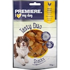 PREMIERE Tasty Duo Snack poulet et banane Filet poulet et banane 7x70 g - PREMIERE en promo chez Maxi Zoo PREMIERE Tasty Duo Snack poulet et banane Filet poulet et banane 7x70 g - PREMIERE dans le catalogue Maxi Zoo