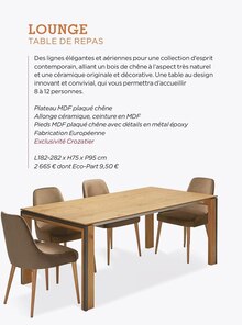 Lounge table de repas - Crozatier à Le Havre Lounge table de repas en promo chez Crozatier Le Havre à 2 665,00 €