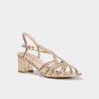 Sandales à talons 5 cm brides tressées jaune or femme - La Halle Sandales à talons 5 cm brides tressées jaune or femme à 25,19 € dans le catalogue La Halle