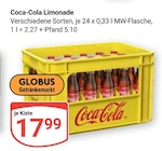 Limonade im Angebot bei GLOBUS in Idar-Oberstein Limonade Angebote von Coca-Cola bei GLOBUS Idar-Oberstein für 17,99 €