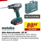 Akku-Bohrschrauber „BS 18“ im Angebot bei toom Baumarkt in Fellbach Akku-Bohrschrauber „BS 18“ Angebote von Metabo bei toom Baumarkt Fellbach für 89,99 €
