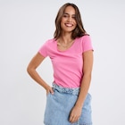 La Halle Langueux - Promo T-shirt coton col rond manches courtes rose femme Promo T-shirt coton col rond manches courtes rose femme à 3,99 € dans le catalogue La Halle à Langueux