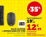 Pack clavier + souris sans fil - T'nB dans le catalogue Super U
