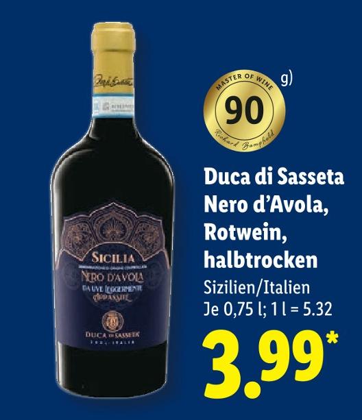 Nero d’Avola, Rotwein, halbtrocken