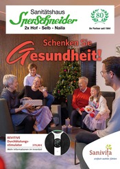 Aktueller Sperschneider GmbH Orthopädie + Rehatechnik Sanitätshaus Prospekt in Hof und Umgebung, "Schenken Sie Gesundheit!" mit 6 Seiten, 13.11.2024 - 31.01.2025