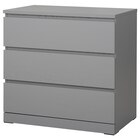 Kommode mit 3 Schubladen grau lasiert Angebote von MALM bei IKEA Remscheid für 79,99 €