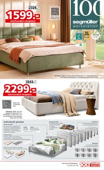 Bett im aktuellen Segmüller Prospekt (Nürnberg) Bett im Segmüller Prospekt "100 Jahre Segmüller - Highlight Angebote" mit 30 Seiten (Nürnberg)