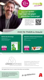 mea - meine apotheke Prospekt der Woche "Unsere November-Angebote" Seite 1, 01.11.2025 bis 30.11.2025 für Marienberg Aktueller mea - meine apotheke Prospekt "Unsere November-Angebote" Seite 1 von 4 Seiten für Marienberg