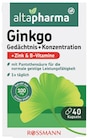 Ginkgo Gedächtnis+Konzentration von Altapharma für 3,69 € bei Rossmann im Angebot Ginkgo Gedächtnis+Konzentration von Altapharma im aktuellen Rossmann Prospekt