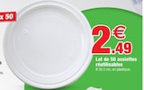 Promo Lot de 50 assiettes réutilisables à 2,49 € dans le catalogue Bazarland à Craon