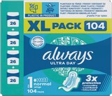 Serviettes hygiéniques Ultra Normal Plus T1 X104 - ALWAYS à 8,94 € dans le catalogue Intermarché Hyper