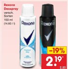 Deospray im Angebot bei Netto Marken-Discount in Magdeburg Deospray Angebote von Rexona bei Netto Marken-Discount Magdeburg für 2,19 €