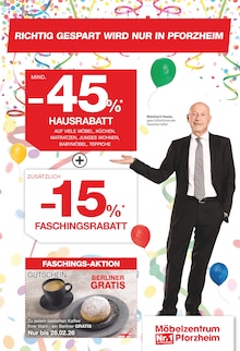 Gutscheine im aktuellen Möbelzentrum Pforzheim Prospekt (Stuttgart) Gutscheine im Möbelzentrum Pforzheim Prospekt "FASCHING" mit 4 Seiten (Stuttgart)