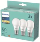 Lot de 3 ampoules E27, forme standard 60W - Philips dans le catalogue Carrefour
