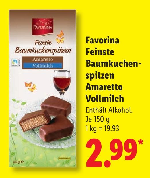 Feinste Baumkuchenspitzen Amaretto Vollmilch