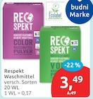 Respekt Waschmittel für 3,49 € bei budni im Angebot Respekt Waschmittel im aktuellen budni Prospekt