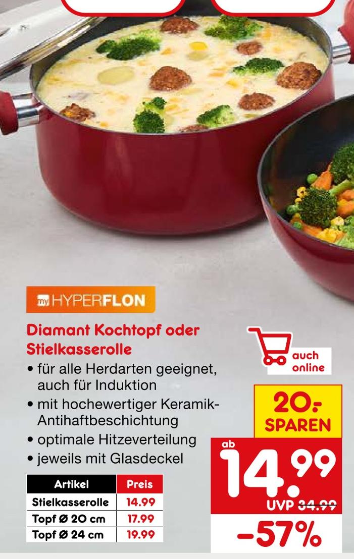 Diamant Kochtopf Angebote von Hyperflon bei Netto Marken-Discount Aschaffenburg für 14,99 €