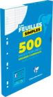 500 FEUILLES SIMPLES PERFORÉES SOUS ÉTUI CLAIREFONTAINE - CLAIREFONTAINE en promo chez Auchan Hypermarché Bordeaux à 4,60 €