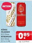 Aktuelles König Pilsener oder Bitburger Angebot bei Getränke Quelle Weydringer in Lehrte ab 0,85 €