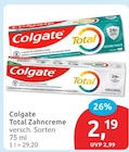 Total Zahnpasta Gesunde Frische von Colgate für 2,19 € bei budni im Angebot Total Zahnpasta Gesunde Frische von Colgate im aktuellen budni Prospekt