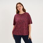 Promo T-shirt col rond manches courtes coton bordeaux femme grande taille à 7,99 € dans le catalogue La Halle à Dreux