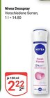 Deospray im Angebot bei GLOBUS in Mannheim Deospray Angebote von Nivea bei GLOBUS Mannheim für 2,22 €