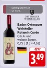EDEKA Brühl - Baden Ortenauer Weinkeller Rotwein Cuvée Angebot im Prospekt Baden Ortenauer Weinkeller Rotwein Cuvée bei EDEKA im Brühl Prospekt für 3,49 €