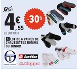 Lot de 6 paires de chaussettes homme ou junior - SERGIO TACCHINI, LOTTO, KAPPA dans le catalogue E.Leclerc