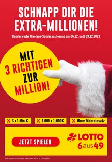 LOTTO Hessen Prospekt der Woche "Schnapp dir die Extra-Millionen!" Seite 1, 04.12.2023 bis 09.12.2023 für Neu-Anspach Aktueller LOTTO Hessen Prospekt "Schnapp dir die Extra-Millionen!" Seite 1 von 1 Seite für Neu-Anspach