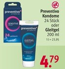 Kondome oder Gleitgel von Preventivo für 4,79 € bei Rossmann im Angebot Kondome oder Gleitgel von Preventivo im aktuellen Rossmann Prospekt