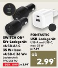 Kfz-Ladegerät USB-A/C 35 W bzw. USB-C 36 W Angebote von SWITCH ON bei Kaufland Mainz für 2,99 €