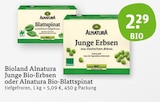 Junge Bio-Erbsen oder Bio-Blattspinat von Bioland Alnatura im aktuellen tegut Prospekt für 2,29 €