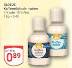Aktuelles Kaffeemilch oder -sahne Angebot bei GLOBUS in Erlangen ab 0,89 €