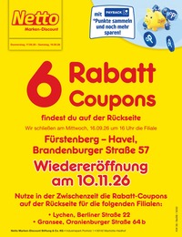 Aktueller Netto Marken-Discount Discounter Prospekt für Fürstenberg (Havel) 17.09.2026 - 19.09.2026 Netto Marken-Discount Prospekt für Fürstenberg (Havel) mit 2 Seiten