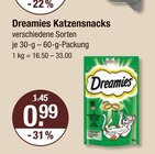 Katzensnacks von Dreamies im aktuellen V-Markt Prospekt für 0,99 €
