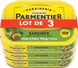 SARDINES ENTIÈRES HUILE D'OLIVE - PARMENTIER en promo chez Intermarché Champigny-sur-Marne à 3,03 €
