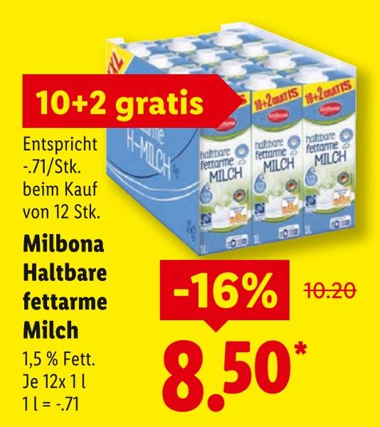 Haltbare fettarme Milch