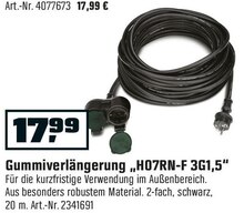 Gummiverlängerung „H07RN-F 3G1,5“ bei OBI in Minden Gummiverlängerung „H07RN-F 3G1,5“ im Angebot bei OBI Minden für 17,99 €