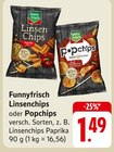 Linsenchips oder Popchips Angebote von Funnyfrisch bei E center Nürtingen für 1,49 €