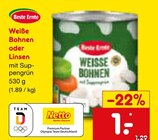 Bohnen im Netto Marken-Discount Prospekt Weiße Bohnen oder Linsen von Beste Ernte im aktuellen Netto Marken-Discount Prospekt für 1,00 €