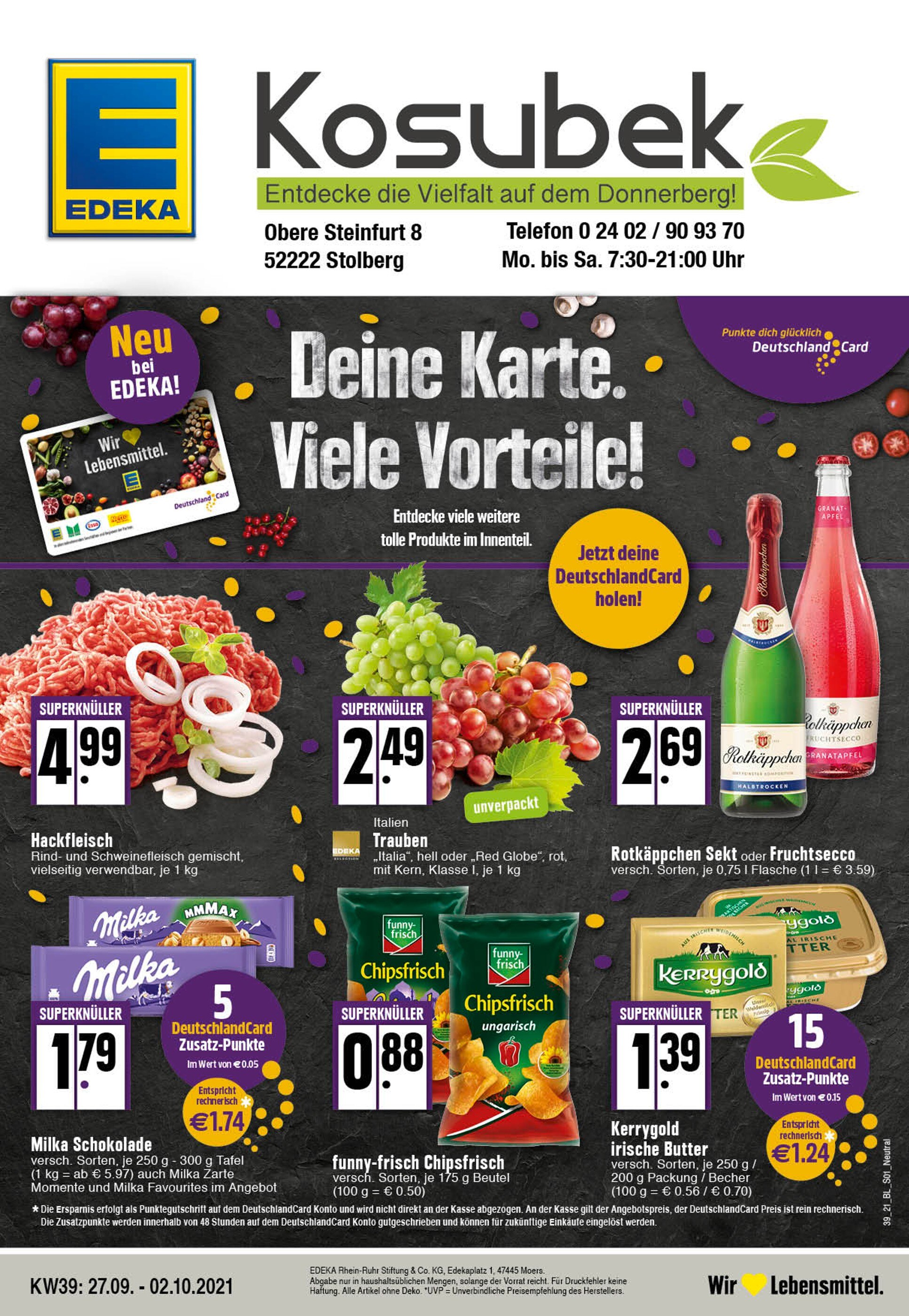EDEKA Prospekt für Stolberg mit 32 Seiten EDEKA Prospekt für Stolberg: "Aktuelle Angebote", 32 Seiten, 27.09.2021 - 02.10.2021