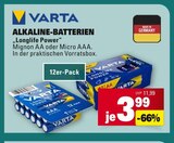 Alkaline-Batterien Mignon AA Angebote von Varta bei E center Ulm für 3,99 €