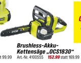 Brushless-Akku-Kettensäge „OCS1830“ Angebote von Ryobi bei toom Baumarkt Cuxhaven für 152,99 €