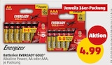 Batterien EVEREADY GOLD Angebote von Energizer bei Penny Bochum für 4,99 €